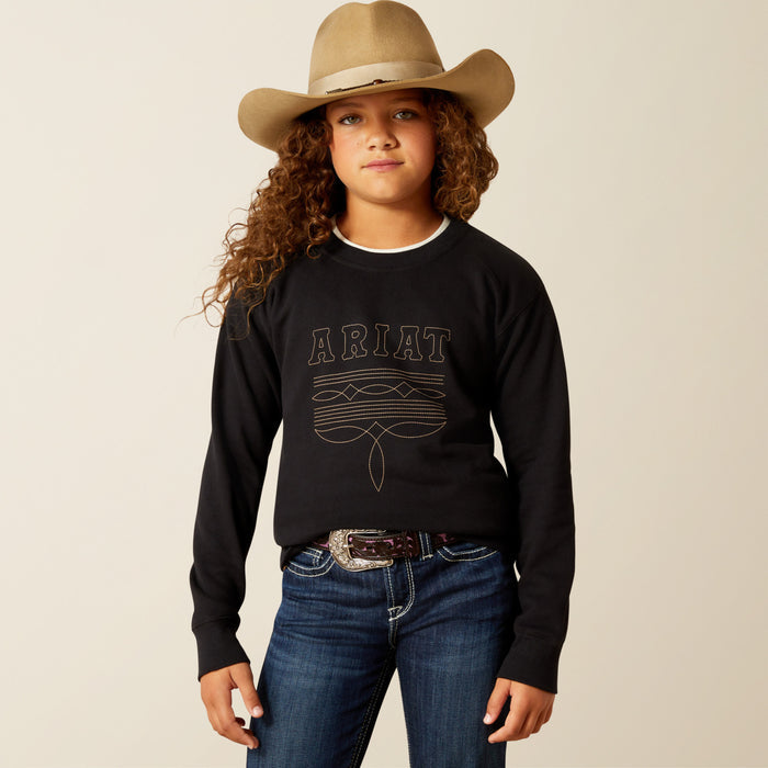 Ariat Girl's Black Booted Logo Sweatshirt 10062846