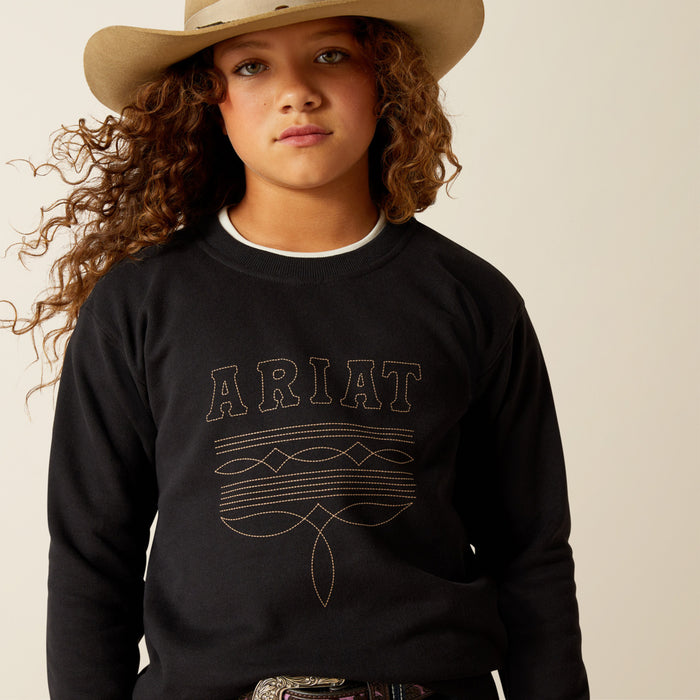 Ariat Girl's Black Booted Logo Sweatshirt 10062846