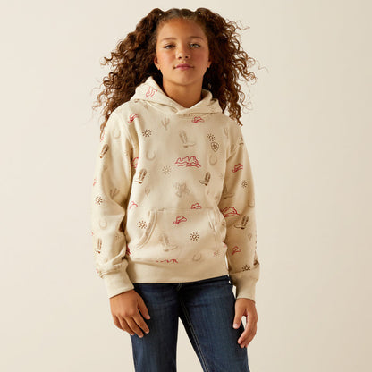 Ariat Girl's Cream Layla Western Stamps Print Hoodie 10062845