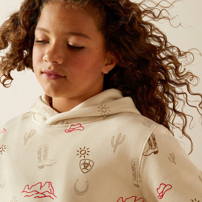 Ariat Girl's Cream Layla Western Stamps Print Hoodie 10062845