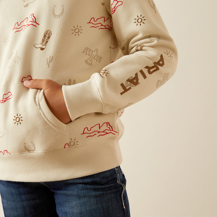 Ariat Girl's Cream Layla Western Stamps Print Hoodie 10062845