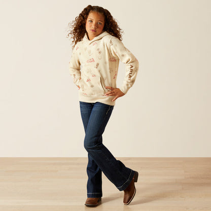 Ariat Girl's Cream Layla Western Stamps Print Hoodie 10062845