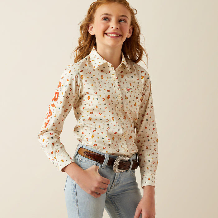Ariat Girl's Team Kirby Sienna Western Print Button Up Long Sleeve Western Shirt 10058851