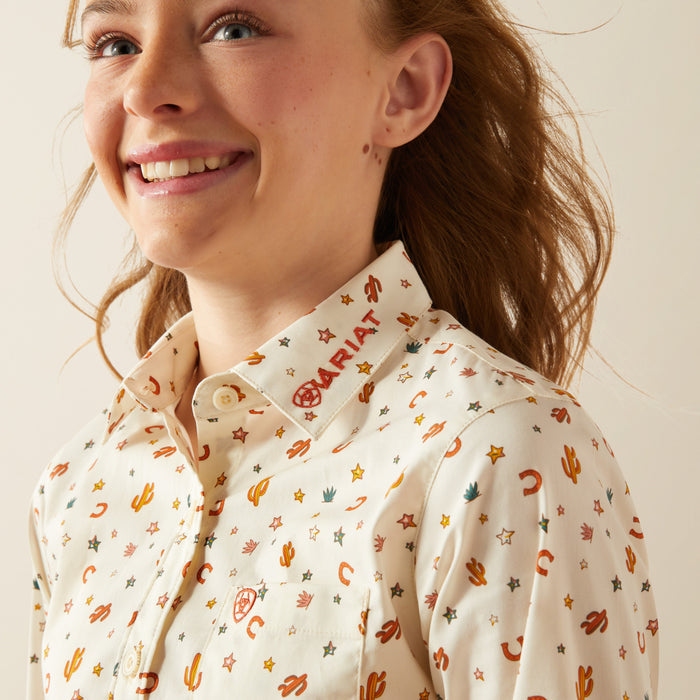 Ariat Girl's Team Kirby Sienna Western Print Button Up Long Sleeve Western Shirt 10058851