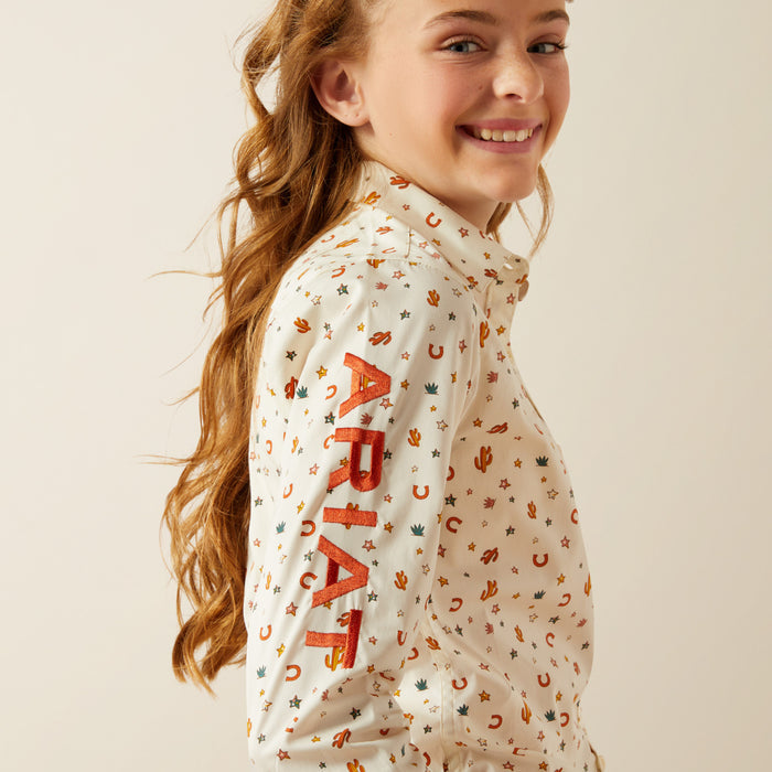 Ariat Girl's Team Kirby Sienna Western Print Button Up Long Sleeve Western Shirt 10058851