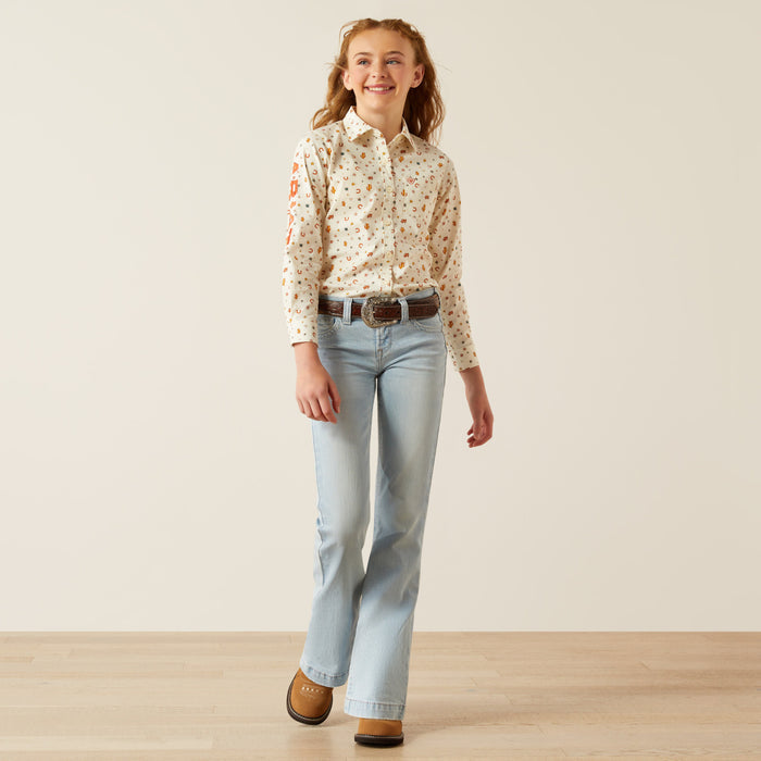 Ariat Girl's Team Kirby Sienna Western Print Button Up Long Sleeve Western Shirt 10058851