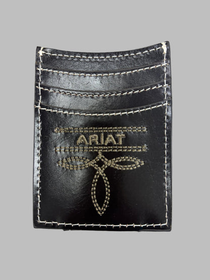 Ariat Mens Brown Sunburst & Basketweave Leather Magnetic Card Case A3557444-Painted Cowgirl Western Store