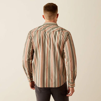 Ariat Men's Dark Grey Stripe Hawk Retro Fit Snap Long Sleeve Western Shirt 10058702