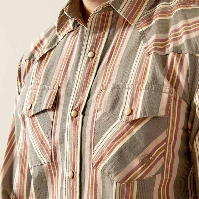 Ariat Men's Dark Grey Stripe Hawk Retro Fit Snap Long Sleeve Western Shirt 10058702
