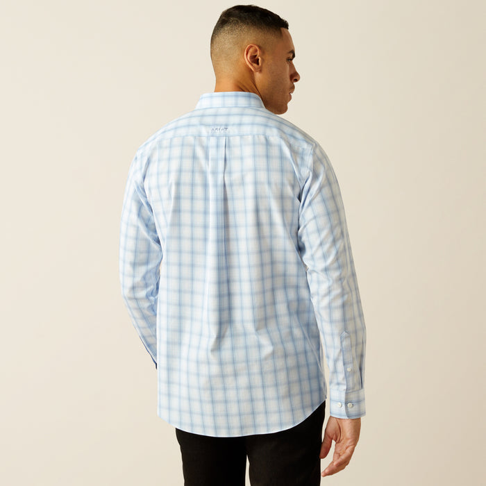 Ariat Men's Diego Blue Plaid Wrinkle Free Slim Fit Button Long Sleeve Western Shirt 10058992