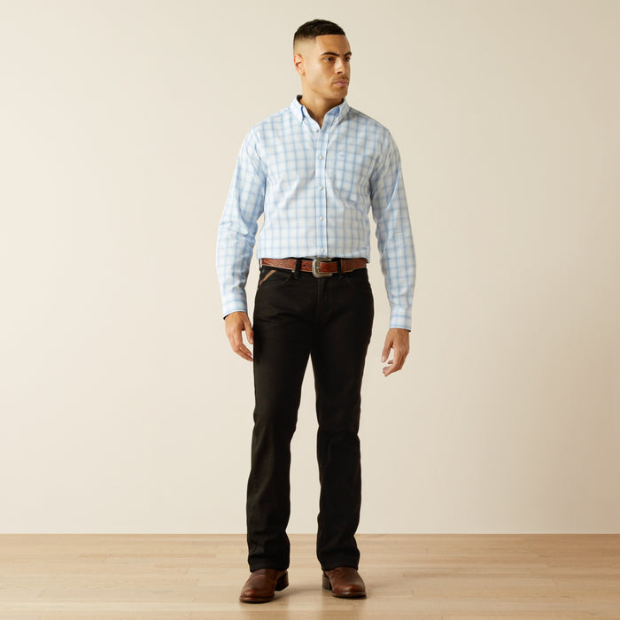 Ariat Men's Diego Blue Plaid Wrinkle Free Slim Fit Button Long Sleeve Western Shirt 10058992