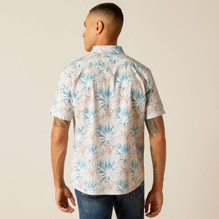 Ariat Men's Macklin Moonbeam Stretch Modern Fit Short Sleeve Shirt 10048627-Painted Cowgirl Western Store