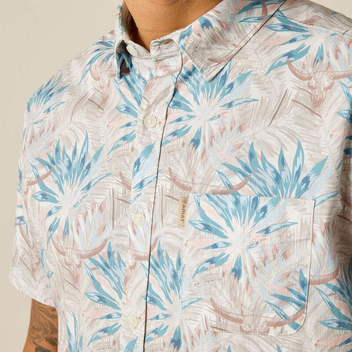 Ariat Men's Macklin Moonbeam Stretch Modern Fit Short Sleeve Shirt 10048627-Painted Cowgirl Western Store
