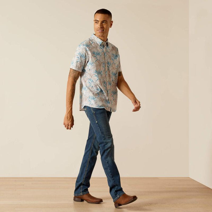 Ariat Men's Macklin Moonbeam Stretch Modern Fit Short Sleeve Shirt 10048627-Painted Cowgirl Western Store