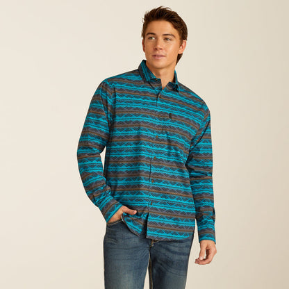 Ariat Men's Madison Turquoise Aztec Modern Fit Button Long Sleeve Western Shirt 10052306-Painted Cowgirl Western Store