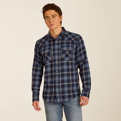 Ariat Men's Maritime Blue Hugo Retro Fit Snap Long Sleeve Western Shirt 10052318
