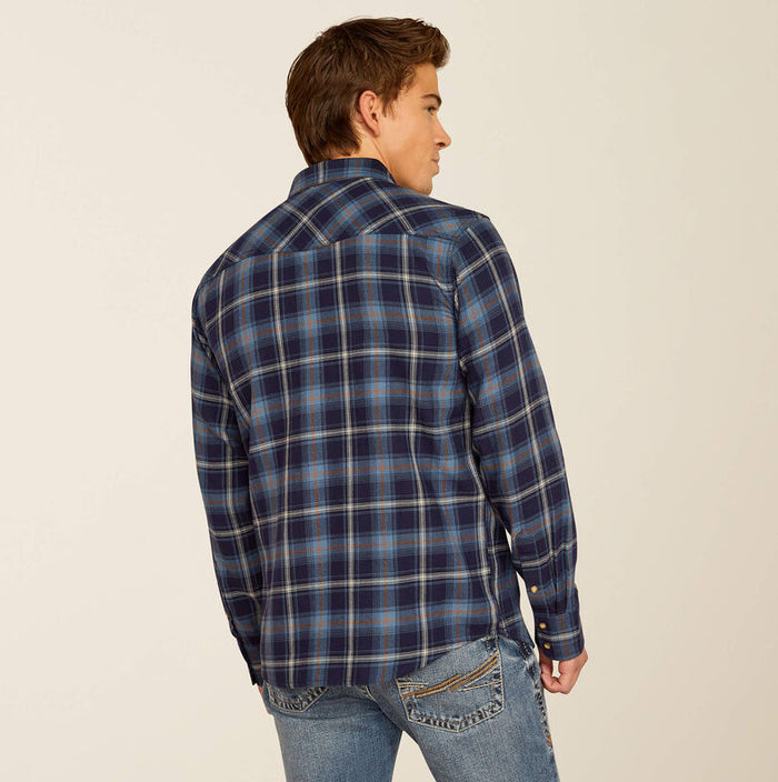 Ariat Men's Maritime Blue Hugo Retro Fit Snap Long Sleeve Western Shirt 10052318