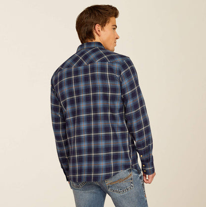 Ariat Men's Maritime Blue Hugo Retro Fit Snap Long Sleeve Western Shirt 10052318