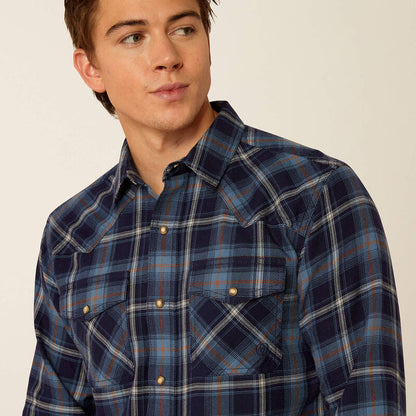 Ariat Men's Maritime Blue Hugo Retro Fit Snap Long Sleeve Western Shirt 10052318