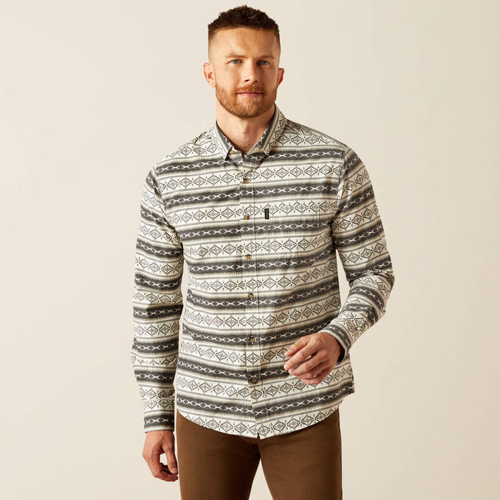 Ariat Men's Marquis Cream Aztec Modern Fit Button Long Sleeve Western Shirt 10058986