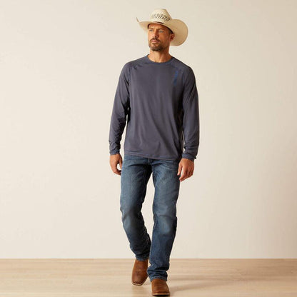 Ariat Men's Ombre Blue 360 Air Flow Long Sleeve Tee 10051364-Painted Cowgirl Western Store