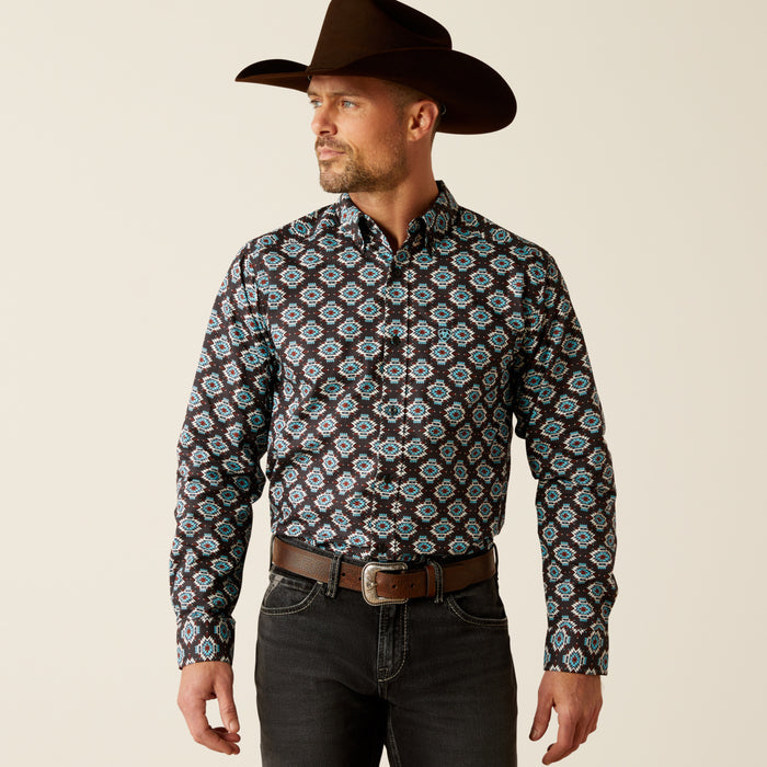 Ariat Men's Paige Black Fitted Long Sleeve Button Western Shirt 10053919-Painted Cowgirl Western Store
