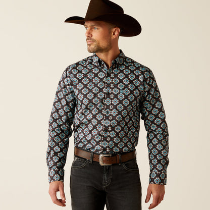 Ariat Men's Paige Black Fitted Long Sleeve Button Western Shirt 10053919-Painted Cowgirl Western Store