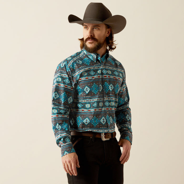 Ariat Men's Prestcot Teal Classic Fit Long Sleeve Button Western Shirt 10053868-Painted Cowgirl Western Store
