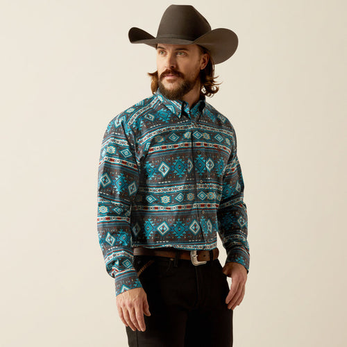 Ariat Men's Prestcot Teal Classic Fit Long Sleeve Button Western Shirt 10053868-Painted Cowgirl Western Store