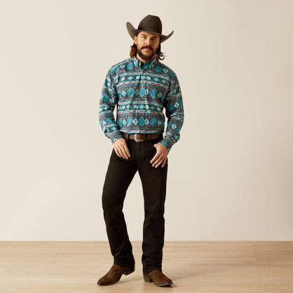 Ariat Men's Prestcot Teal Classic Fit Long Sleeve Button Western Shirt 10053868-Painted Cowgirl Western Store