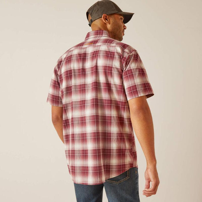 Ariat Men’s Rebar Made Tough Roan Rouge Plaid DuraStretch Button Short Sleeve Work Shirt 10048892-Painted Cowgirl Western Store