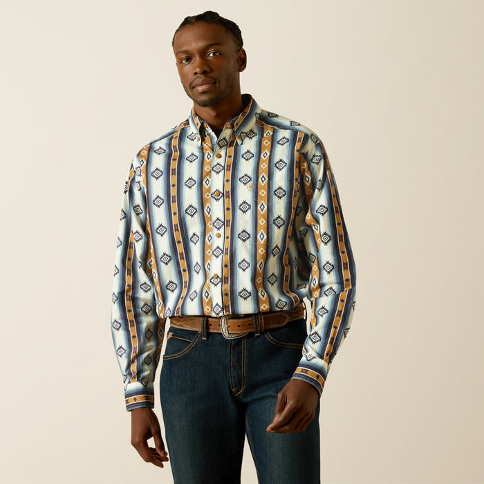 Ariat Men's Shilo Blue Southwestern Print Classic Fit Button Long Sleeve Western Shirt 10062236