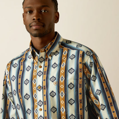 Ariat Men's Shilo Blue Southwestern Print Classic Fit Button Long Sleeve Western Shirt 10062236