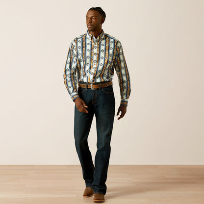 Ariat Men's Shilo Blue Southwestern Print Classic Fit Button Long Sleeve Western Shirt 10062236