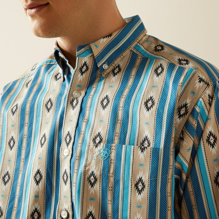 Ariat Men's Shiloh Khaki Aztec Stripe Classic Fit Button Long Sleeve Western Shirt 10058969