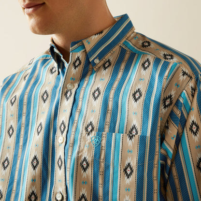 Ariat Men's Shiloh Khaki Aztec Stripe Classic Fit Button Long Sleeve Western Shirt 10058969