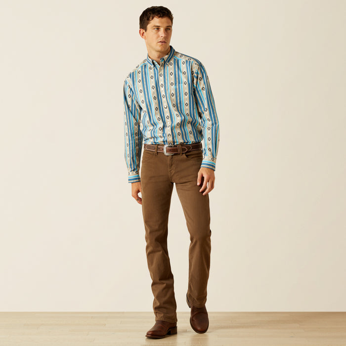 Ariat Men's Shiloh Khaki Aztec Stripe Classic Fit Button Long Sleeve Western Shirt 10058969