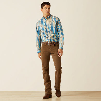 Ariat Men's Shiloh Khaki Aztec Stripe Classic Fit Button Long Sleeve Western Shirt 10058969