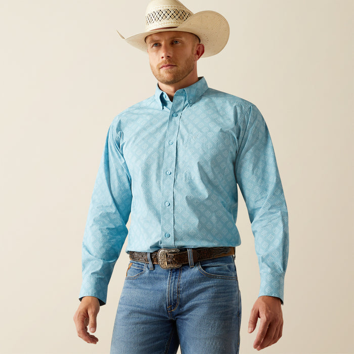 Ariat Men's Turquoise Print Garmon Classic Fit Button Long Sleeve Western Shirt 10054645-Painted Cowgirl Western Store