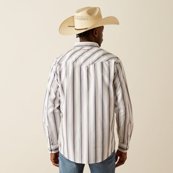 Ariat Men's Warrick Pro Series White Stripe Classic Fit Snap Long Sleeve Western Shirt 10058757