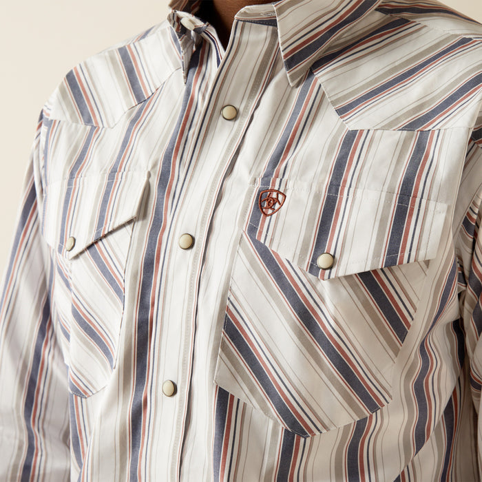 Ariat Men's Warrick Pro Series White Stripe Classic Fit Snap Long Sleeve Western Shirt 10058757