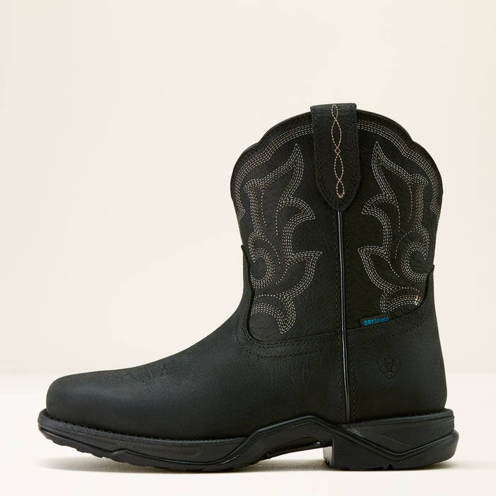 Ariat Women's Anthem Shortie II H2O 8" Black Square Toe Waterproof Shortie Western Boots 10063997