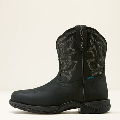 Ariat Women's Anthem Shortie II H2O 8" Black Square Toe Waterproof Shortie Western Boots 10063997