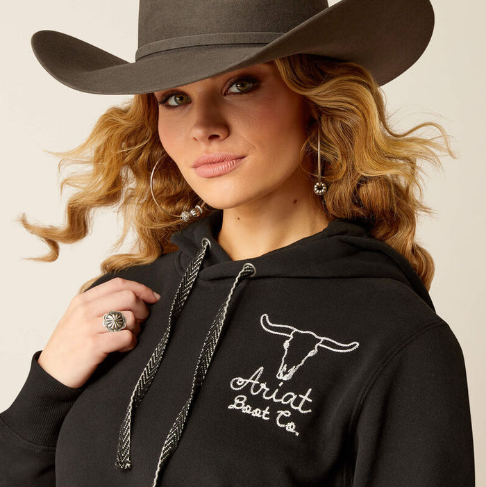Ariat Women's Black Steer Stitch Long Sleeve Hoodie 10051999