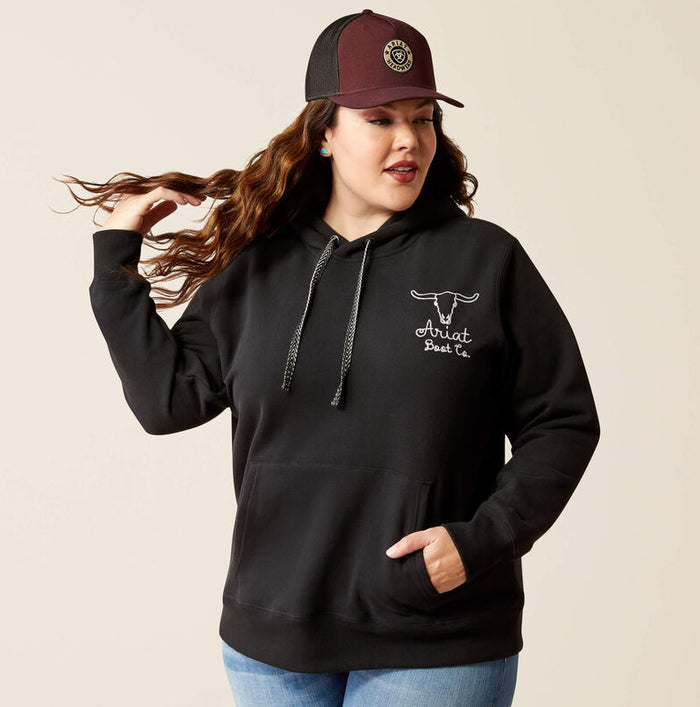 Ariat Women's Black Steer Stitch Long Sleeve Hoodie 10051999