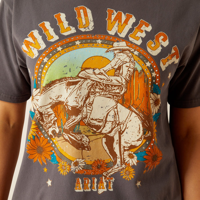 Ariat Women's Grey Thunderstorm Retro Rodeo Rhinestone Graphic Tee 10060387