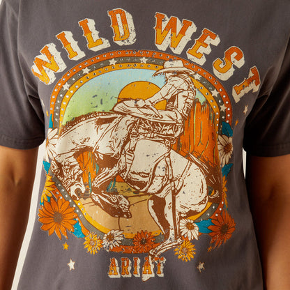 Ariat Women's Grey Thunderstorm Retro Rodeo Rhinestone Graphic Tee 10060387