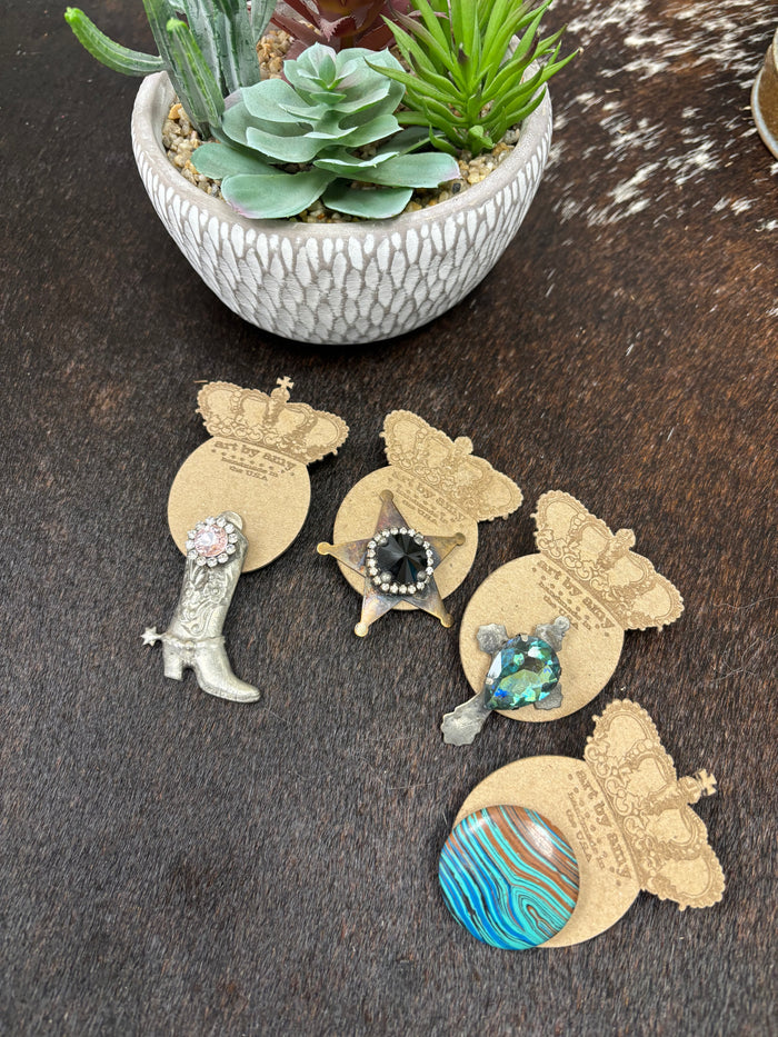Art By Amy Crystal Faceted & Metal Western Hat Pins-Painted Cowgirl Western Store