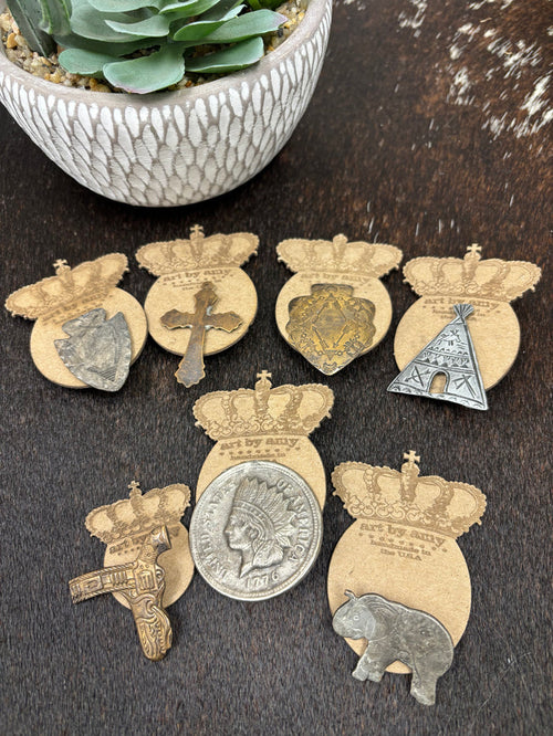 Art By Amy Embossed Metal Western Hat Pins-Painted Cowgirl Western Store