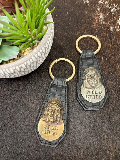 Art By Amy Wild Child Leather Key Chain Money clip-Painted Cowgirl Western Store